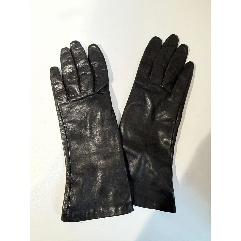 Vintage Womens Size M / 7 Black Soft Leather Formal Mid Length